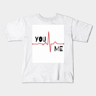 You and Me Heartbeat Design Kids T-Shirt